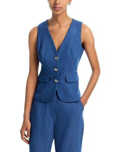 �A�N�A ���f�B�[�X �A�E�^�[ �x�X�g AQUA Pinstripe Vest - Exclusive Chambray/White �z���C�g