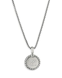 デイビット・ユーマン レディース ネックレス・チョーカー アクセサリー Sterling Silver Cable Collectibles Initial Charm Necklace with Diamonds 18 Z/Silver