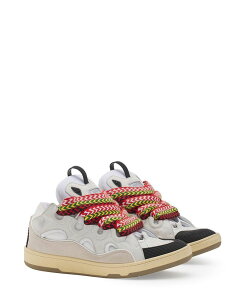 �����o�� ���f�B�[�X �V���[�Y �X�j�[�J�[ ���U�[ Lanvin Unisex Leather Curb Sneakers White/Multicolor �z���C�g