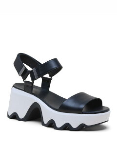 �\���� ���f�B�[�X �V���[�Y �T���_�� �v���b�g�t�H�[�� Sorel Women's KINETIC AURA Y Straplatform Sandals Black/Sea �u���b�N