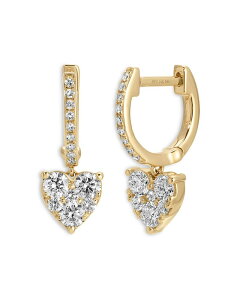 �G�t�R���N�V���� ���f�B�[�X �A�N�Z�T���[ �s�A�X�E�C�������O EF Collection 14K Yellow Goldiamond Heart Cluster Dangle Hoop Earrings Gold �S�[���h