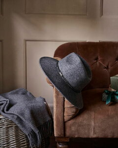 �o�u�A�[ ���f�B�[�X �A�N�Z�T���[ �X�q Barbour Tack Fedora Hat Charcoal Gray �`���R�[��