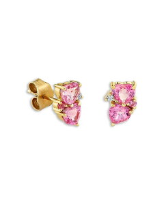 �V�h�j�[�G���@�� ���f�B�[�X �A�N�Z�T���[ �s�A�X�E�C�������O Sydney Evan 14K Yellow Gold Pink Sapphire & Diamondouble Heart Stud Earrings Gold �S�[���h
