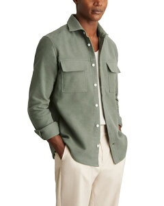 ���C�X �����Y �A�E�^�[ �W���P�b�g�E�u���]�� �V���c REISS Camber Moleskin Twin Pocket Shirt Jacket Green �O���[��