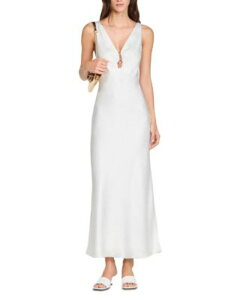 �T���h�� ���f�B�[�X �g�b�v�X �����s�[�X �T�e�� �}�L�V Sandro Jewel Satin Effect Maxi Dress White �z���C�g