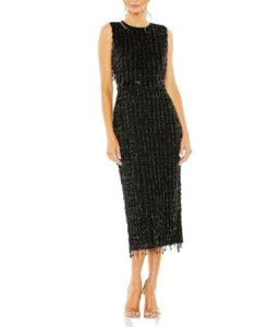 �}�b�N�_�K�� ���f�B�[�X �g�b�v�X �����s�[�X �n�C�l�b�N �~�j �m�[�X���[�u Mac Duggal Sleeveless High Neck Beaded Mini Sheath Dress Black �u���b�N