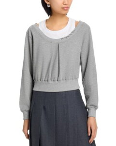 �X���[�����t�B���b�v���� ���f�B�[�X �A�E�^�[ �p�[�J�[�E�X�E�F�b�g �V���c 3.1 Phillip Lim Long Sleevembellishedouble Layer Sweatshirt Light Grey Melange �O���[