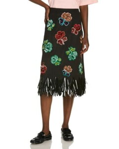 �}���j ���f�B�[�X �{�g���X�J�[�g �X�p���R�[�� �t�����W Marni Sequin Fringe Hem Skirt Black �u���b�N