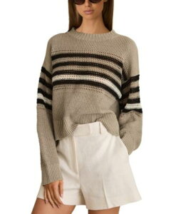 ���C�X ���f�B�[�X �A�E�^�[ �j�b�g�E�Z�[�^�[ ���l�� REISS Catrice Linen Striped Sweater Neutral/Black �u���b�N