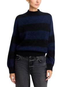 �}�W�F�X�e�B�b�N ���f�B�[�X �A�E�^�[ �j�b�g�E�Z�[�^�[ �E�[�� Majestic Filatures Wool & Cashmere Striped Sweater Noir/Marine �X�g���C�v
