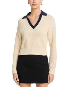 �t�����`�R�l�N�V���� ���f�B�[�X �A�E�^�[ �j�b�g�E�Z�[�^�[ �R���g���X�g FRENCH CONNECTION Mozart Contrast Collar Texture Knit Sweater Ecru/Marine �G�N����