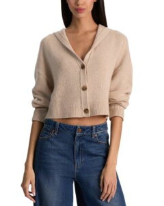 �A���X�A���h�I���r�A ���f�B�[�X �A�E�^�[ �J�[�f�B�K�� �Z�[�^�[ Alice and Olivia Corey Hooded Cashmere Cardigan Sweater Oatmeal Heather �w�U�[