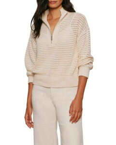 �T���N�`���A���[ ���f�B�[�X �A�E�^�[ �j�b�g�E�Z�[�^�[ �n�[�t�W�b�v Sanctuary Quarter Zip Openwork Sweater Collagen