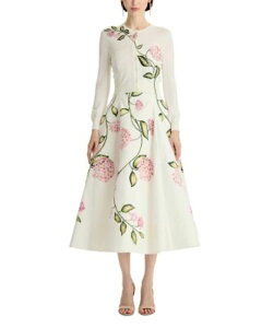 �I�X�J�[ �f �� �����^ ���f�B�[�X �A�E�^�[ �j�b�g�E�Z�[�^�[ �J�[�f�B�K�� �h�J Oscar de la Renta Embroidered Cardigan Ivory �A�C�{���[
