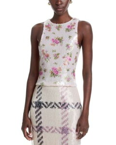 �u�����h���E�}�N�X�E�F�� ���f�B�[�X �g�b�v�X �^���N�g�b�v Brandon Maxwell Noemi Paillette Tank Pink Floral / Oatmeal �s���N