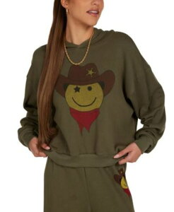 ���[�������V ���f�B�[�X �A�E�^�[ �j�b�g�E�Z�[�^�[ LAUREN MOSHI Yvette Cowboy Happyface Sweater Military