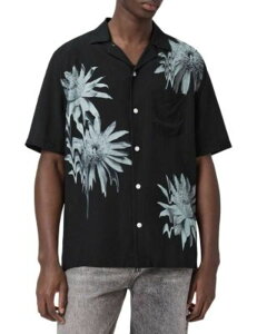 �I�[���Z�C���c �����Y �g�b�v�X �V���c ALLSAINTS Floraze Short Sleeve Shirt Jet Black �u���b�N