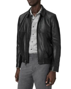 �W�����o���x�C�g�X �����Y �A�E�^�[ �W���P�b�g�E�u���]�� ���U�[ John Varvatos Collared Leather Jacket Black �u���b�N