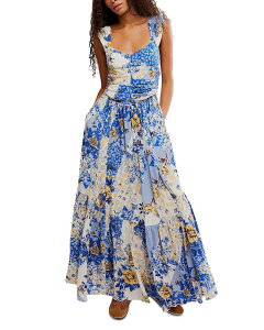 �t���[�s�[�v�� ���f�B�[�X �g�b�v�X �����s�[�X �}�L�V Free People Sasha Maxi Dress Porcelain