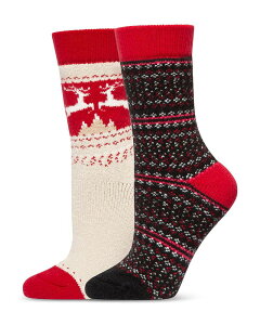 �q���[ ���f�B�[�X �A���_�[�E�F�A �C�� HUE Cozy Crew Socks Pack of 2 Reindeer