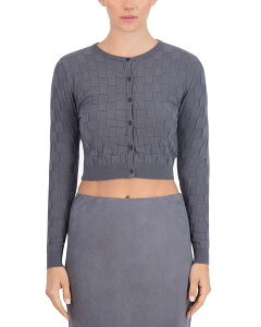 �|�C���g ���f�B�[�X �A�E�^�[ �J�[�f�B�K�� �j�b�g Point Basketweave Knit Cardigan Gunmetal �K�����^��