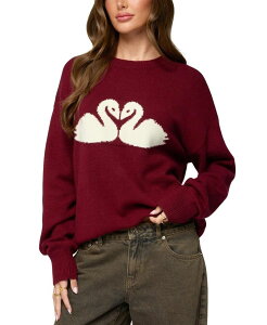 �A�f�B�N�e�b�h ���f�B�[�X �A�E�^�[ �j�b�g�E�Z�[�^�[ Edikted Swan Oversized Knit Sweater Burgundy �o�[�K���f�B