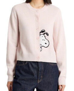 �`���e�B�A���h�p�[�J�[ ���f�B�[�X �A�E�^�[ �J�[�f�B�K�� �E�[�� Chinti & Parker Women's Wool-Cashmere Sneeky Snoopy Cardigan Pink Melange �s���N