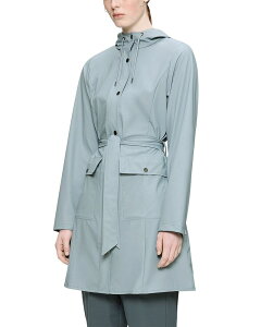 ���C���Y ���f�B�[�X �A�E�^�[ �W���P�b�g�E�u���]�� Rains Curve Hooded Belted Waterproof Jacket Pool