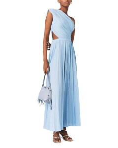 �}�[�W�� ���f�B�[�X �g�b�v�X �����s�[�X �A�V�����g���[ �v���[�c �}�L�V Maje Revi Asymmetric Pleated Maxi Dress Blue Sky �u���[
