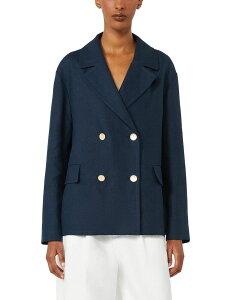 �}�b�N�X�}�[�� ���f�B�[�X �A�E�^�[ �W���P�b�g�E�u���]�� ���l�� Max Maravenue Linen Jacket Midnight Blue �u���[