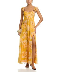 �A�N�A ���f�B�[�X �g�b�v�X �����s�[�X �t�����[�� �}�L�V �t�����[ AQUA Floral Bustier Maxi Dress - Exclusive Yellow Multi �C�G���[