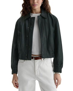 �G�[�W�[ ���f�B�[�X �A�E�^�[ �W���P�b�g�E�u���]�� ���U�[ AG Lincoln Leather Bomber Jacket Dark Green �O���[��