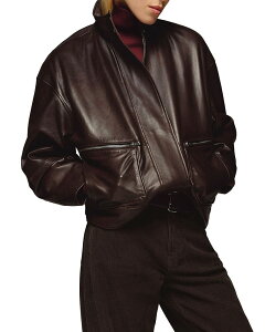 ���t�H�[���[�V���� ���f�B�[�X �A�E�^�[ �W���P�b�g�E�u���]�� ���U�[ Reformation x Veda Harrison Leather Oversized Bomber Jacket Cocoa �R�R�A