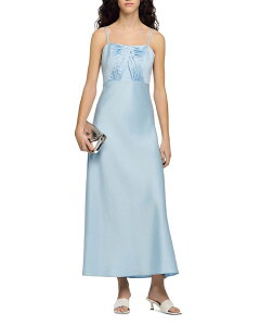 �T���h�� ���f�B�[�X �g�b�v�X �����s�[�X �T�e�� �}�L�V Sandro Cinderella Satin Effect Maxi Dress Blue Sky �u���[