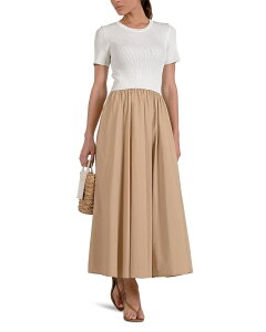 �G���� ���f�B�[�X �g�b�v�X �����s�[�X Elan Mixed Media Dress White/Tan �z���C�g