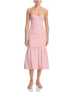 �A�N�A ���f�B�[�X �g�b�v�X �����s�[�X �M���K���`�F�b�N �X�g���b�v���X �M���K�� AQUA Gingham Strapless Dress - Exclusive Rose/White �z���C�g
