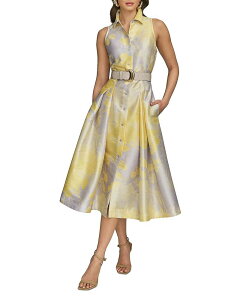 �_�i�L������ ���f�B�[�X �g�b�v�X �V���c �m�[�X���[�u Donna Karan Belted Sleevelesshirtdress Limoncello Multi �}���`�J���[