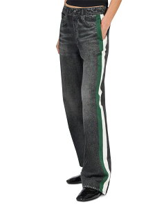 ���O�A���h�{�[�� ���f�B�[�X �{�g���X �f�j���p���c �p�C�� �W�[���Y rag & bone Miramar Terry High Rise Pull On Track Jeans in Washed Black/Green �u���b�N