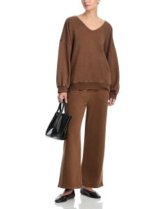 ���B���e�[�W�n�o�i �����Y �g�b�v�X �V���c ���C�h���b�O V�l�b�N �p���c Vintage Havana x Von Dutch Coffee Garment Dye V Neck Top & Wide Leg Pants Coffee �R�[�q�[