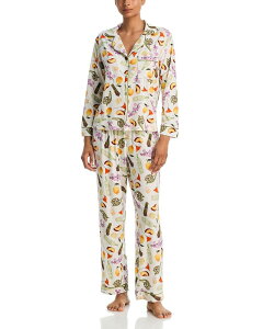 �A�N�A ���f�B�[�X �A�E�^�[ �p�[�J�[�E�X�E�F�b�g �p���c AQUA Notched Top & Pants Pajama Set - Exclusive White Multi �z���C�g