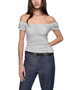 ���x�b�J�~���R�t ���f�B�[�X �g�b�v�X �V���c Rebecca Minkoff Devin Off Shoulder Top Silver �V���o�[