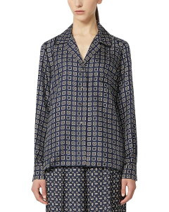 �}�b�N�X�}�[�� ���f�B�[�X �g�b�v�X �V���c �V���N Max Mara Disco Silk Shirt Ultramarine
