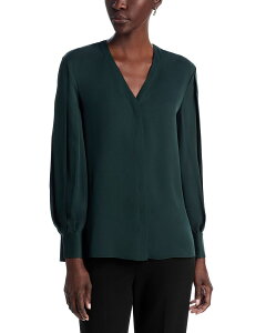 �Z�I���[ ���f�B�[�X �g�b�v�X �V���c �V���N �u���E�X Theory Silk Volume Sleeve Blouse Rich Green �O���[��