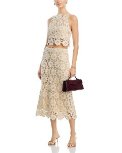 �o�[�h�b�g ���f�B�[�X �{�g���X�J�[�g �~�f�B Bardot Veneta Crocheted Top & Midi Skirt Light Beige �x�[�W��