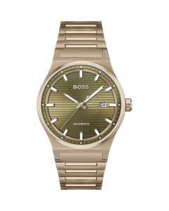 �q���[�S�{�X ���f�B�[�X �A�N�Z�T���[ �r���v BOSS Hugo Boss Candor Automatic Watch 41mm Green/Beige �O���[��