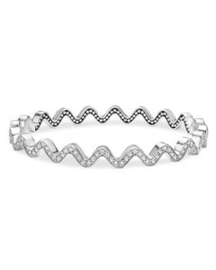 ���S�X ���f�B�[�X �A�N�Z�T���[ �u���X���b�g�E�o���O���E�A���N���b�g LAGOSterling Silver Caviar Spark Diamond Wavy Bangle Bracelet Collectione-Size �V���o�[