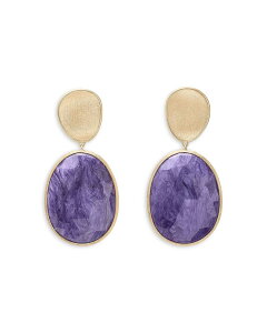 �}���R �r�`�F�S ���f�B�[�X �A�N�Z�T���[ �s�A�X�E�C�������O Marco Bicego 18K Yellow Gold Lunaria Turquoise and Charoite Stone Drop Earrings Charoite/Gold �S�[���h