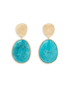 �}���R �r�`�F�S ���f�B�[�X �A�N�Z�T���[ �s�A�X�E�C�������O Marco Bicego 18K Yellow Gold Lunaria Turquoise and Charoite Stone Drop Earrings Turquoise/Gold �^�[�R�C�Y