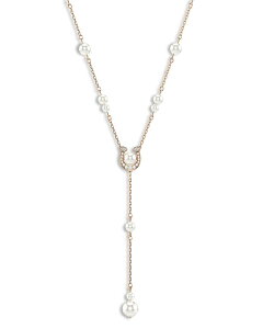 �X�����t�X�L�[ ���f�B�[�X �A�N�Z�T���[ �l�b�N���X�E�`���[�J�[�E�y���_���g�g�b�v ���[�X Swarovski Symbolica Crystal & Imitation Pearl Horseshoe Lariat Necklace 14.87-18.87 White �z���C�g