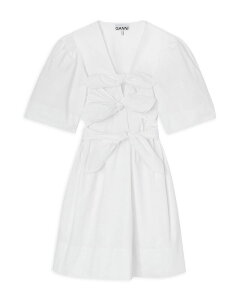 �K�j�[ ���f�B�[�X �g�b�v�X �����s�[�X �~�j �R�b�g�� GANNI Stretch Cotton Mini Dress Bright White �z���C�g